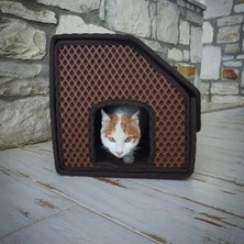 Hakay Kahverengi Dış Mekan Yağmura Dayanıklı Kedi Evi