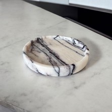 Doğal Mermer Dekoratif Tepsi 21 cm – Yuvarlak Takı ve Sunum Tabağı, Modern Şık Tasarım