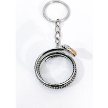 Moncuk Design Üç Boyutlu Kıvrımlı Yılan Figürlü Metal Anahtarlık – Gümüş ve Rose Gold Detaylı Mistik Tasarım