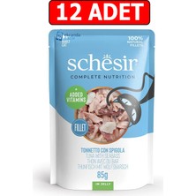 Schesir Ton Balıklı ve Levrekli Jelly Pouch Kedi Yaş Maması 85GR 12ADET Kedi Konserve Islak Mama