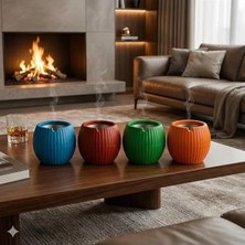 Hakay Dekoratif Metal Hazneli Küllük, Rüzgar Geçirmez ve Şık Tasarım