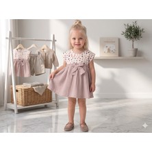 Mihrumay Kız Bebek ve Çocuk Müslin Puantiyeli Elbise