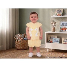 Mihrumay Kız Bebek ve Çocuk Fiyonklu Kuğu Desenli Şortlu Takım