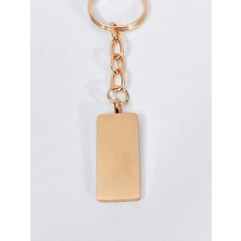 Moncuk Design Kişiselleştirilebilir Rose Gold Dikdörtgen Metal Anahtarlık - Sade ve Zarif Boş Künye