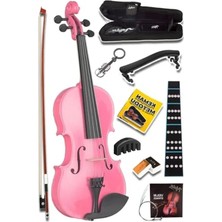 Hakay Pembe Renkli 4/4 Tam Boy Keman Seti, Yetişkinler Için Tasarlandı