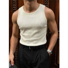 Elku Moda Erkek Fitilli Pamuklu Atlet Ribana Dokulu Esnek ve Terletmeyen Erkek Atlet Basic Beyaz Atlet