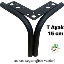 Eymen Meral Aksesuar T 15CM Siyah Metal Ayak (Vidalar Dahildir) Koltuk Kanepe Vestiyer Tv Ünitesi Baza Komidin Şifonyer Vb. Ürünler Için Şık ve Kaliteli Malzemedir