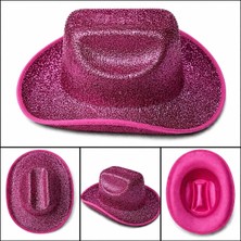 Ynt İthalat Parlak Pembe Kovboy Şapka Kadın Erkek Parti Disco Festival Şapkası