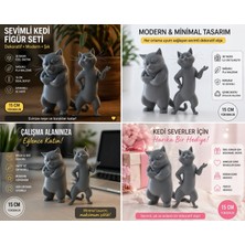 3D Boyuthane Sevimli Kedi Figür Seti 15 cm – 3D Baskı Dekoratif Obje