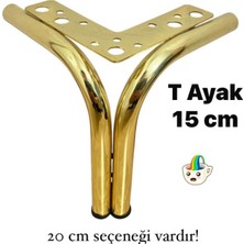 Eymen Meral Aksesuar T 15CM Gold Metal Ayak (Vidalar Dahildir) Koltuk Kanepe Vestiyer Tv Ünitesi Baza Komidin Şifonyer Vb. Ürünler Için Şık ve Kaliteli Malzemedir