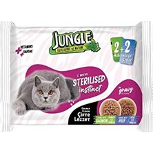 2 Adet Jungle 4 x 100 G Çift Lezzet Kısır Kedi Somon - Biftek