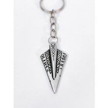 Moncuk Design Rünik Işlemeli Viking Ok Ucu Temalı Antik Gümüş Renk Metal Anahtarlık - Savaşçı & Mistik Özel Tasarım