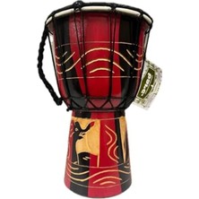 Hakay 25 cm Ahşap Djembe Davul, Otantik El Yapımı, Fil Figürlü