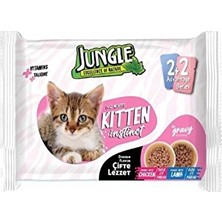 Jungle 4*100 Gr. Çift Lezzet Pouch Yavru Kedi Tavuk-Kuzu