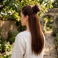 İlk El Grup Fiber Sentetik Düz Yarım Ay + 2 Yan Çıt Çıt - Kahve Karamel