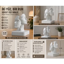 3D Boyuthane Iki Yüz, Bir Ruh – Soyut Yüz Biblo | 3D Baskı Pla Modern Dekoratif Heykel (25 Cm)
