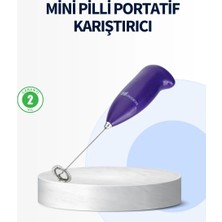Zenvia Mini Pilli Portatif Karıştırıcı – Cappuccino, Latte, Frappe ve Kahve Köpürtücü