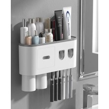 Esranın Dünyası Otomatik Diş Macunu Dispenseri Çift Hazneli 6 Fırçalık Duvara Monte Düzenleyici RSHPS34-ESRDNS