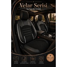Trobus Renault Clio 1998 ve Sonrası Bel Destekli Tay Tüyü Koltuk Kılıfı Velar Serisi Siyah Beyaz