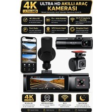 Sonreir K17 4K Araç Kamerası Ön-Arka Çift Lens WiFi GPS Dash Cam Gece Net Kayıt  Araç İçi Güvenlik Kamerası
