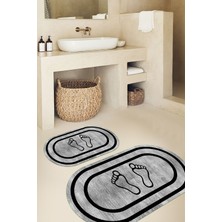 PremiumPort Yıkanabilir Kaymaz Taban Oval Banyo Paspası ve Klozet Takımı Seti
