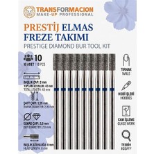 MidasTech 10'lu Orta Sert Ultra Hassas Elmas Freze Ucu - Kuru Manikür Tırnak Hobi Gravür Seti  723104 Midia