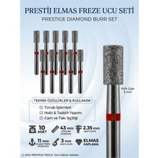 MidasTech 10'lu Orta Sert Ultra Hassas Elmas Freze Ucu - Kuru Manikür Tırnak Hobi Gravür Seti  723103 Midia