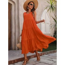 Cotton Lab Cottonlab Kadın Askılı V Yakalı Uzun Dokuma Viskon Elbise