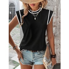 Deridün Yıldız Shoes Kadın Kısa Kollu Daire Yakalı Viskon Bluz