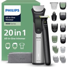 Philips Seri 9000 Elektrikli Hepsi Bir Arada Düzeltici Yüz, Saç ve Vücut Tıraş Makinesi, Premium Paslanmaz Çelik Saplı, Islak ve Kuru Kullanım Için Bakım Kiti MG9558/15