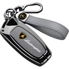 Ultra Premium Lamborghini Anahtar Kılıfı – Aventador / Huracan / Urus Uyumlu Koruyucu Kapak | Metal / Deri / Premium Malzeme Renk:gri