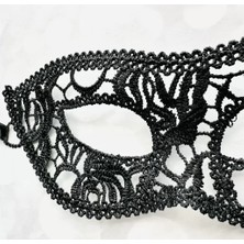 Gray Line Gry Siyah Renk Kedi Model Dantel Işleme Parti Maskesi 12 No Nel1