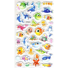 Limmy Sticker Eva Kabartmalı Stiker Çıkartma Defter Etiket (XK009) 14X24 cm - Deniz Hayvanları