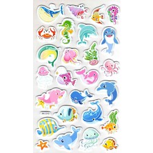 Limmy Sticker Eva Kabartmalı Stiker Çıkartma Defter Etiket (XK010) 14X24 cm - Sevimli Balıklar