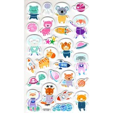 Limmy Sticker Eva Kabartmalı Stiker Çıkartma Defter Etiket (XK006) 14X24 cm - Astronot Hayvan Sevimli