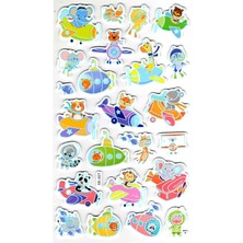 Limmy Sticker Eva Kabartmalı Stiker Çıkartma Defter Etiket (XK007) 14X24 cm - Uçak Denizaltı Hayvan