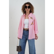 Zelish My Sister Pembe Kuş Nakışlı Gömlek