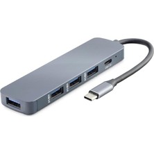 Epilons Type-C Hub 4*usb3.0 + Dc Sv Gri HDX7044