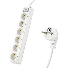 Epilons Anahtarlı Topraklı Uzatma Kablosu 6x Priz 3 M - Beyaz 9260203