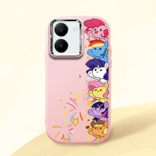 Ucuc Vivo Y27 5G/Y27S Uyumlu Darbe Emici Kamera Korumalı Pembe Silikon Özel Baskı Desenli Kılıf