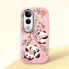 Ucuc Vivo V50 Lite 4g/5g Uyumlu Darbe Emici Kamera Korumalı Pembe Silikon Özel Baskı Desenli Kılıf