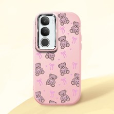 Ucuc Vivo Y19S 4G/Y19S Pro Uyumlu Darbe Emici Kamera Korumalı Pembe Silikon Özel Baskı Desenli Kılıf