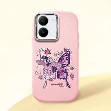 Ucuc Vivo Y77T/Y78M Uyumlu Darbe Emici Kamera Korumalı Pembe Silikon Özel Baskı Desenli Kılıf