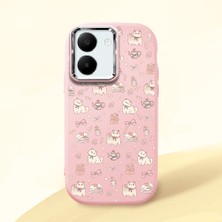 Ucuc Vivo Y27 5G/Y27S Uyumlu Darbe Emici Kamera Korumalı Pembe Silikon Özel Baskı Desenli Kılıf