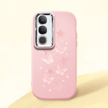 Ucuc Vivo Y19S 4G/Y19S Pro Uyumlu Darbe Emici Kamera Korumalı Pembe Silikon Özel Baskı Desenli Kılıf
