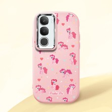 Ucuc Vivo Y19S 4G/Y19S Pro Uyumlu Darbe Emici Kamera Korumalı Pembe Silikon Özel Baskı Desenli Kılıf