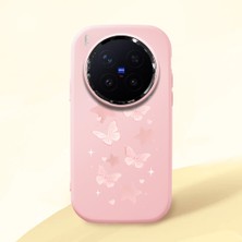 Ucuc Vivo X300 Pro Uyumlu Darbe Emici Kamera Korumalı Pembe Silikon Özel Baskı Desenli Kılıf