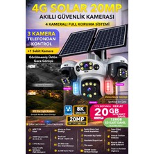 IDS 3 Hareketli 4 Kamera 20MP Sım Kartlı Solar 4g Güneş Enerjili Güvenlik Kamerası Sd Kart Internt Dahil