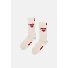 Happy Socks - Kadın Beyaz Anneler Günü Çorabı