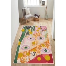 Pelura Halı Modern Soyut Sanat Göz Figürlü Dijital Baskılı Yıkanabilir Kaymaz Taban Salon Halısı Yolluk